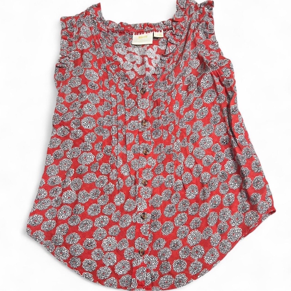 Maeve by Anthropologie Red Floral Button Front Tank – Size 0 Classic Whimsical